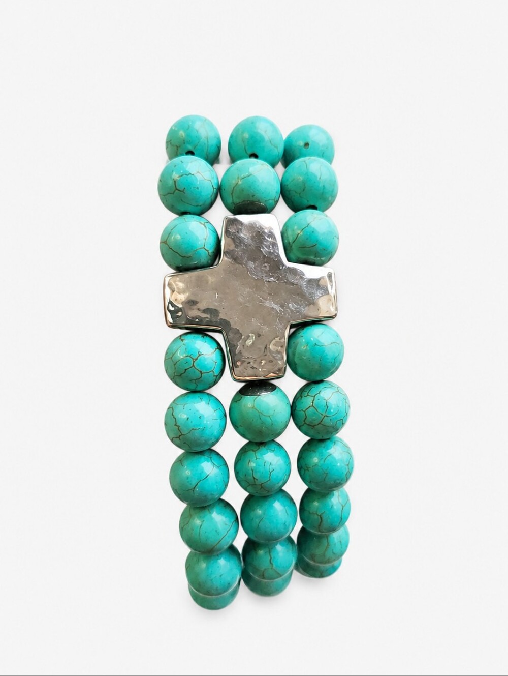 Silpada 925 Sterling Silver Triple Strand Turquoise Beaded Bracelet. - Picture 3 of 8